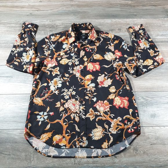 H&M Other - H&M Mens Large Long Sleeve Dress Shirt Asian Inspired Floral Party